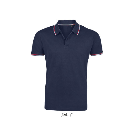 Polo homme avec liseré tricolore SOL'S vierge ou à personnaliser