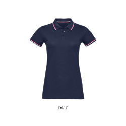 Polo femme avec liseré tricolore SOL'S vierge ou à personnaliser